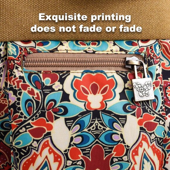 Large Canvas Crossbody Bag Women Tote Boho Style Adjustable Pocket - Picture 5 of 7